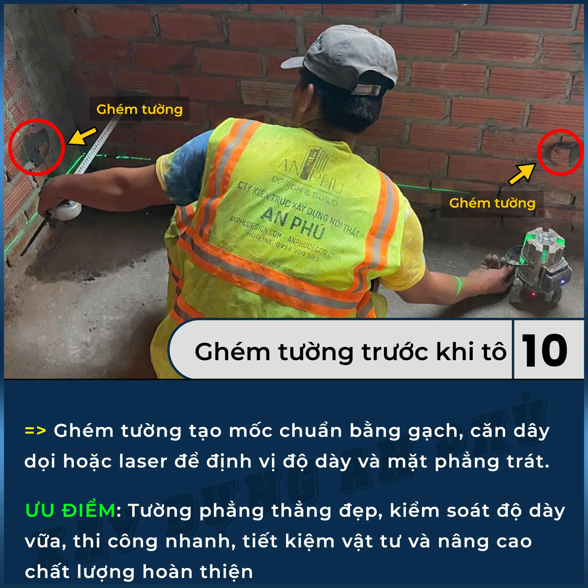 10. Ghém tường trước khi tô
