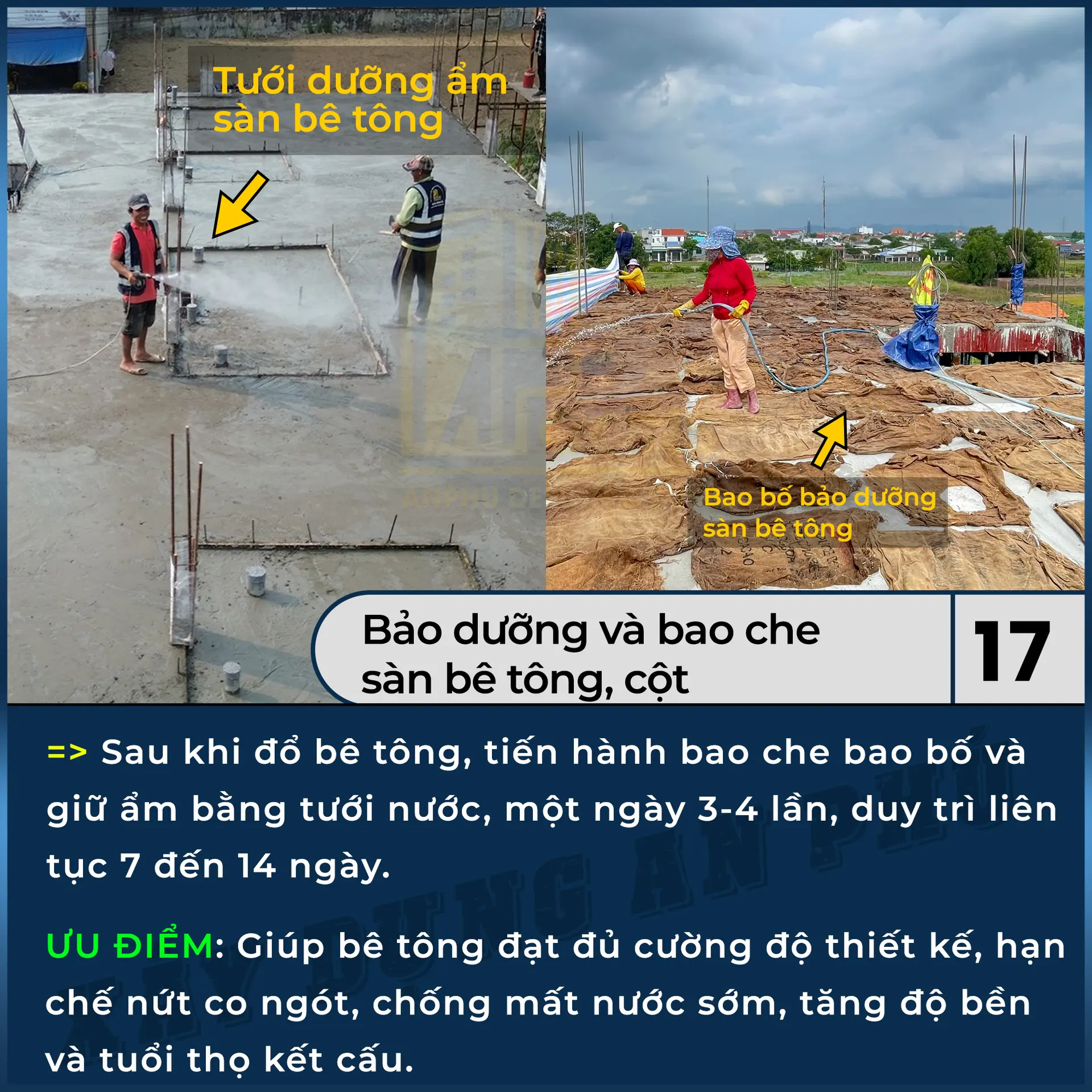 17. Bảo dưỡng và bao che sàn bê tông