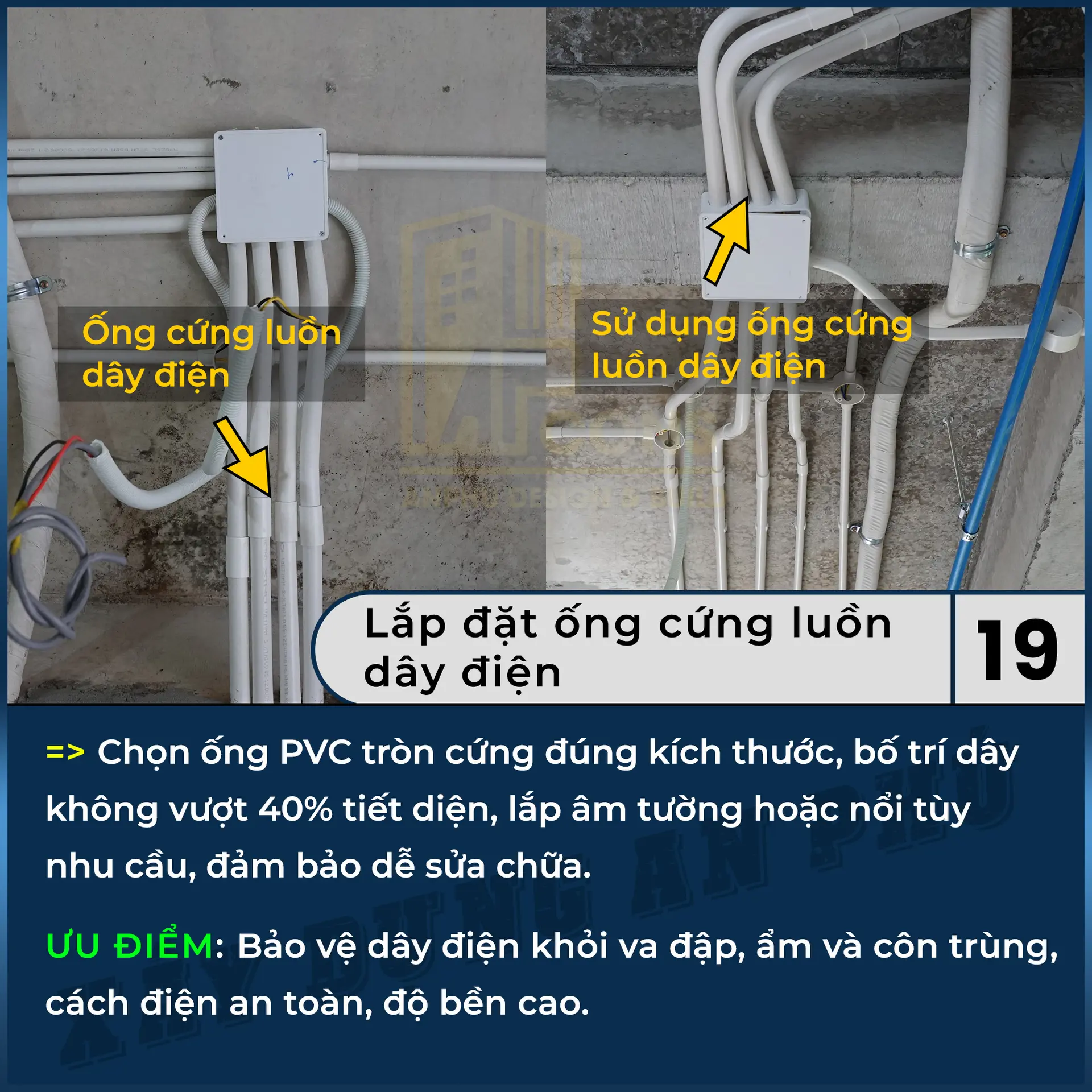 19. Lắp đặt ống cứng luồn dây điện
