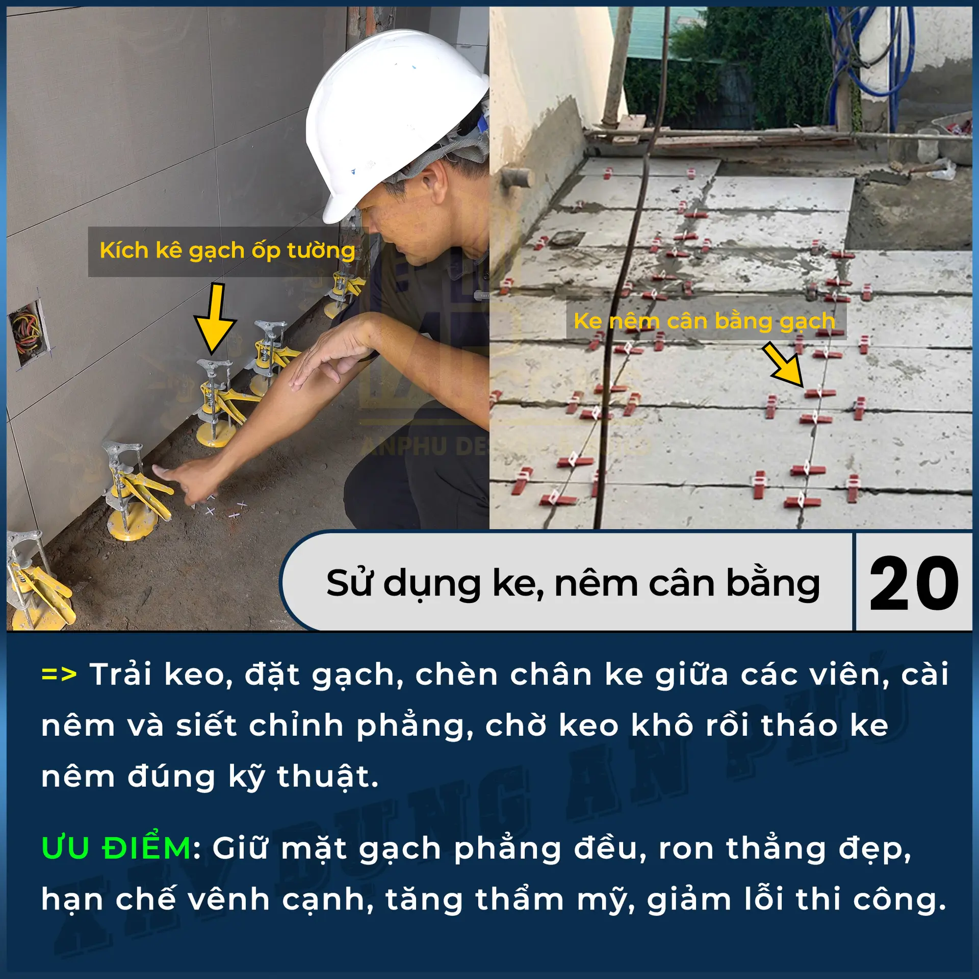 20. Ke nêm cân bằng gạch