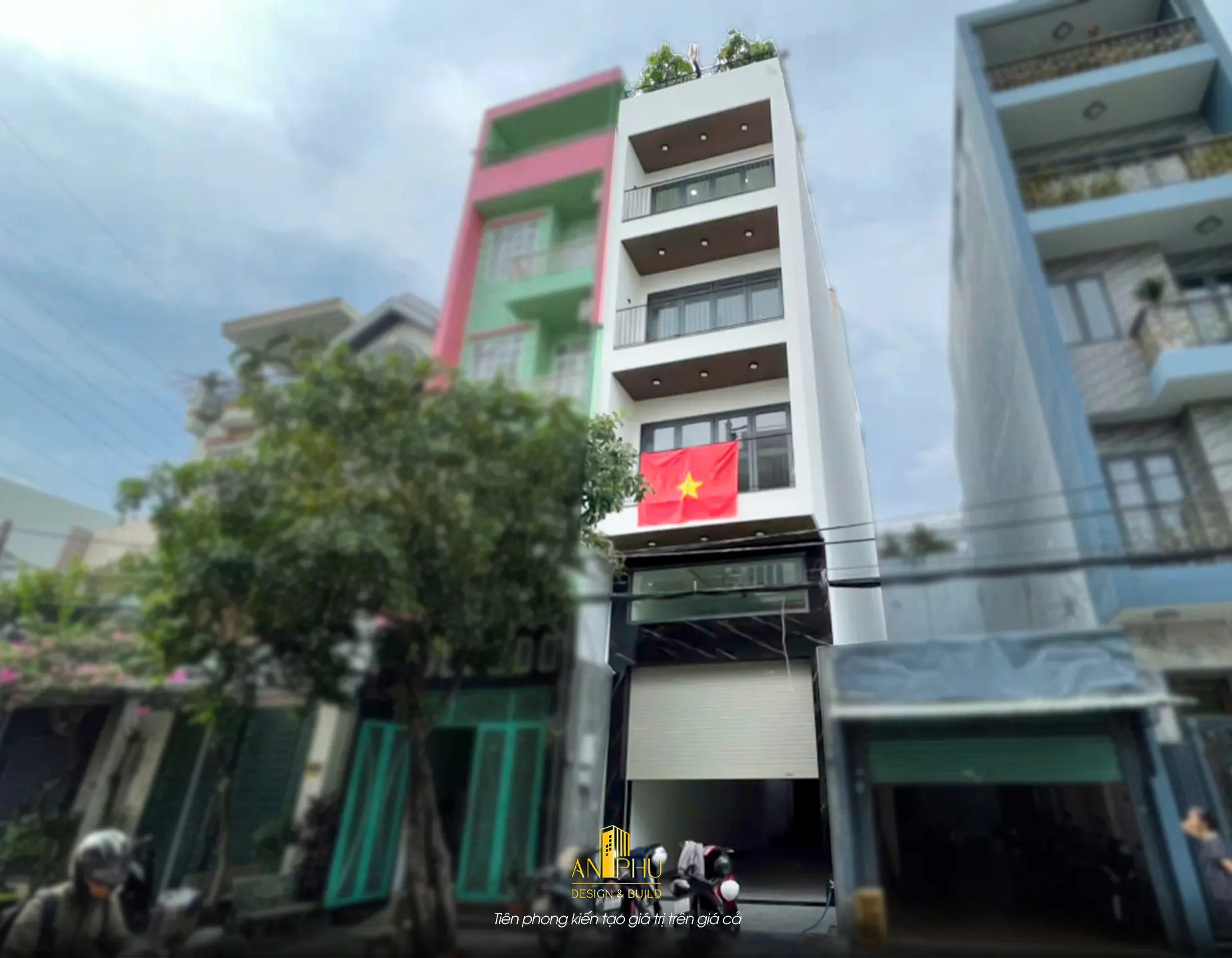 Mẫu nhà phố 6 tầng, mặt tiền 4m kết hợp xưởng sản xuất may mặc tại Lê Văn Phan Tân Phú