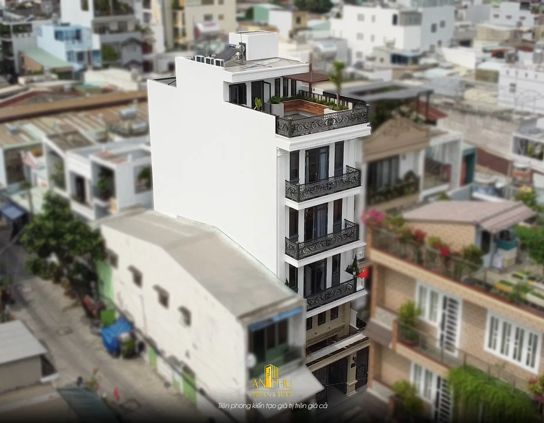 Mẫu nhà phố 6 tầng, được Xây Dựng An Phú tái hiện từ 3D ra đời thật, trải nghiệm sự sang trọng của không gian biệt thự giữa lòng thành phố