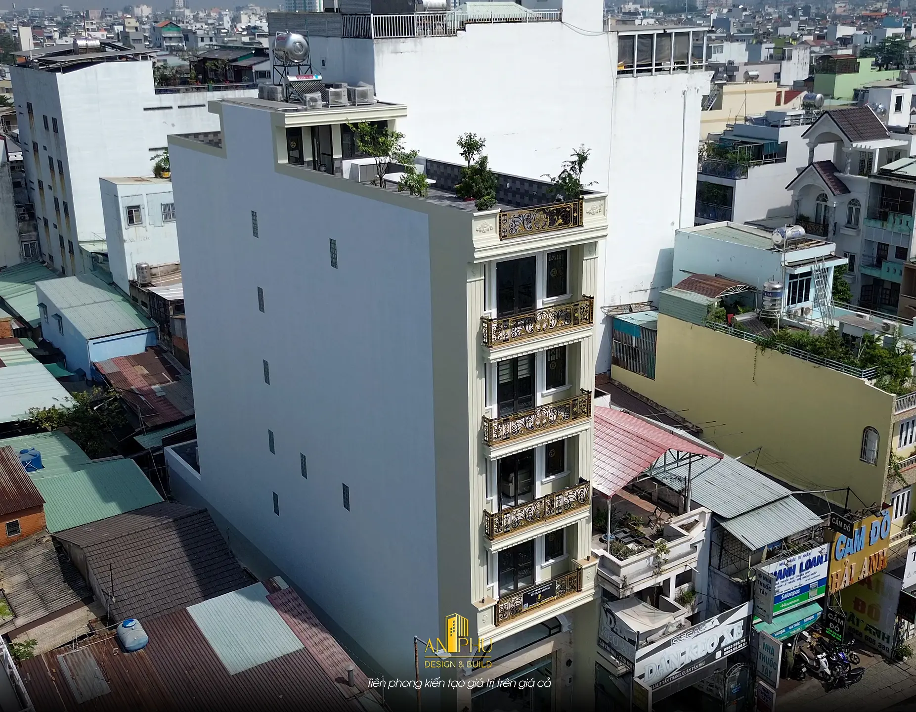 Công trình thực tế nhà phố 7 tầng tân cổ điển Vườn Lài Tân Phú