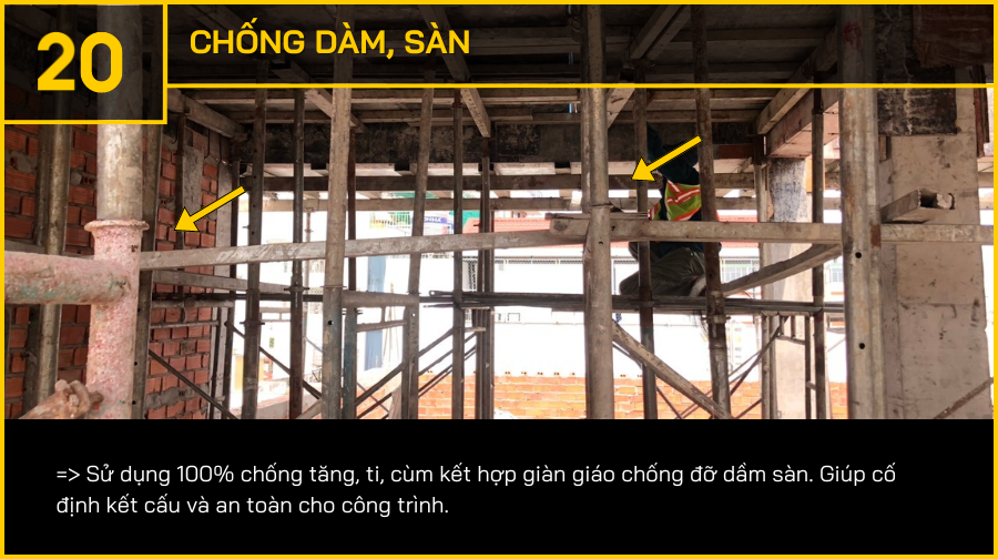 Khác biệt thi công tại An Phú - Chống dầm sàn 