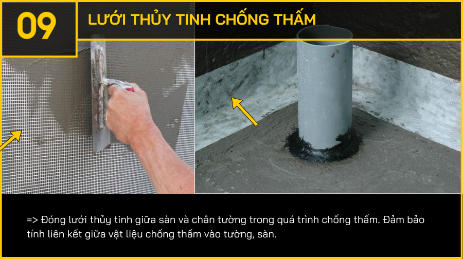 Khác biệt thi công tại An Phú - Dán lưới thủy tinh chống thấm