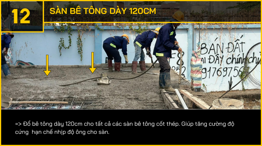 Khác biệt thi công tại An Phú - Đổ sàn bê tông dày 120cm