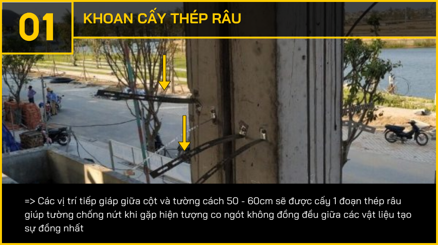 Khác biệt thi công tại An Phú - Khoan cấy thép râu cột