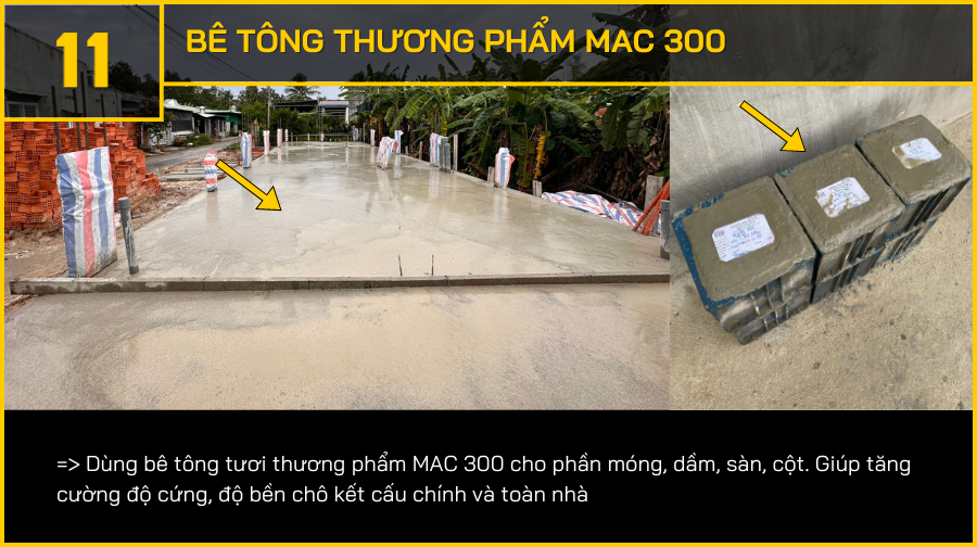 Khác biệt thi công tại An Phú - Toàn bộ phần móng, dầm, sàn, cột được sử dụng bê tông thương phẩm mac 300