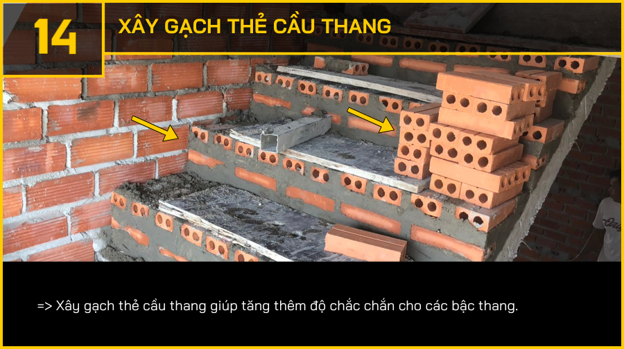 Khác biệt thi công tại An Phú - Xây cầu thang bằng gạch thẻ