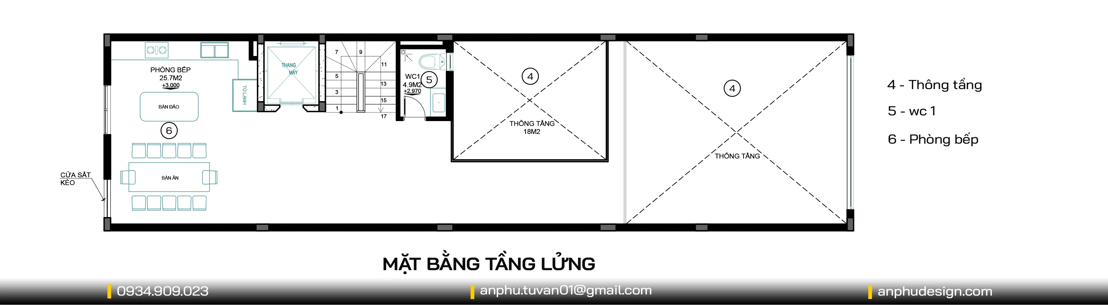 Mặt bằng bố trí công năng tầng lửng