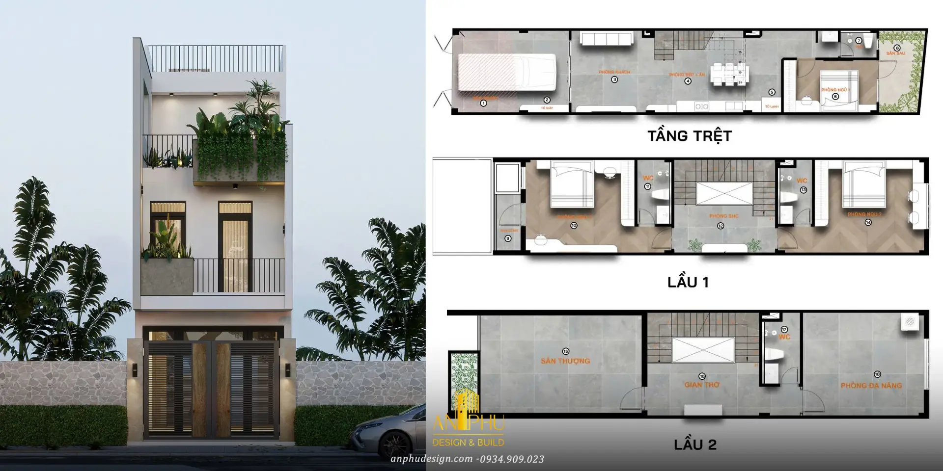 nhà phố 3 tầng hiện đại đẹp