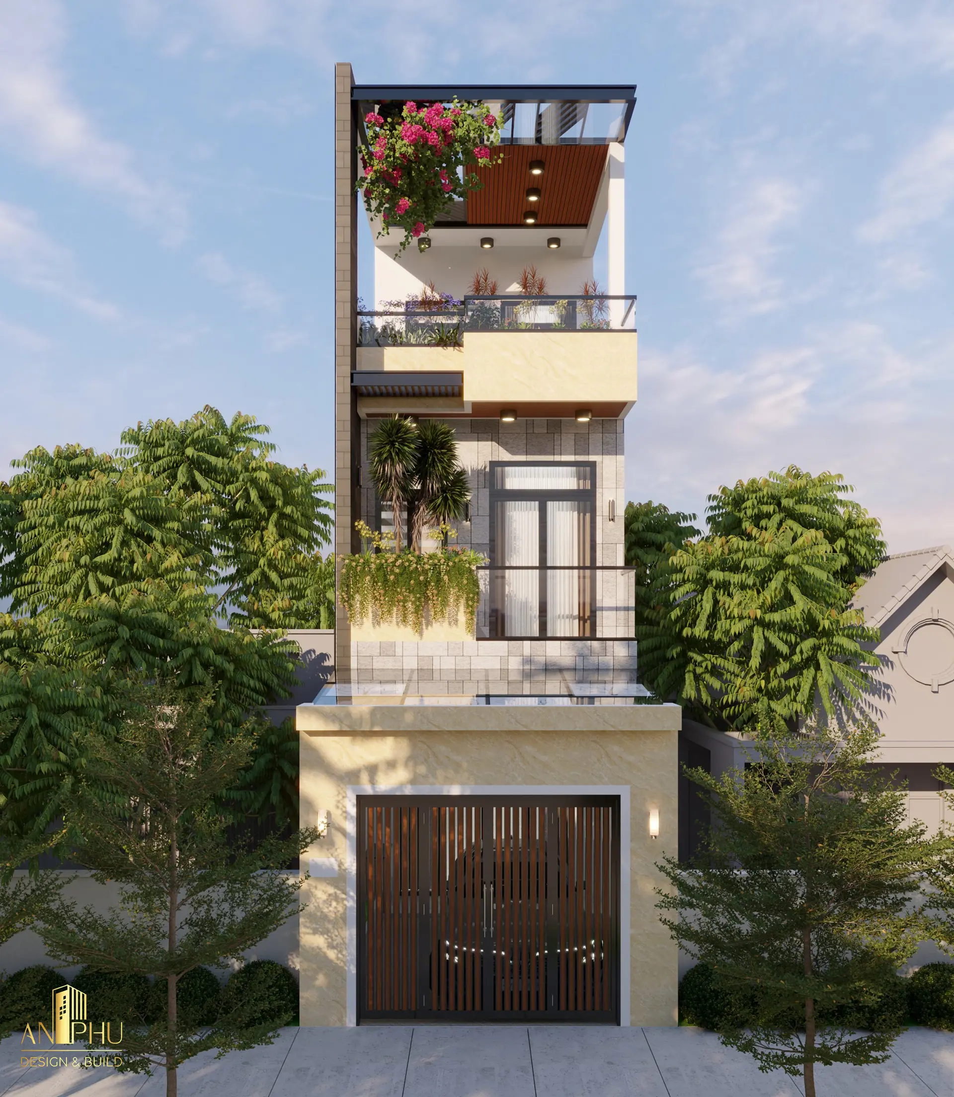 Nhà phố 3 tầng hiện đại tối ưu không gian