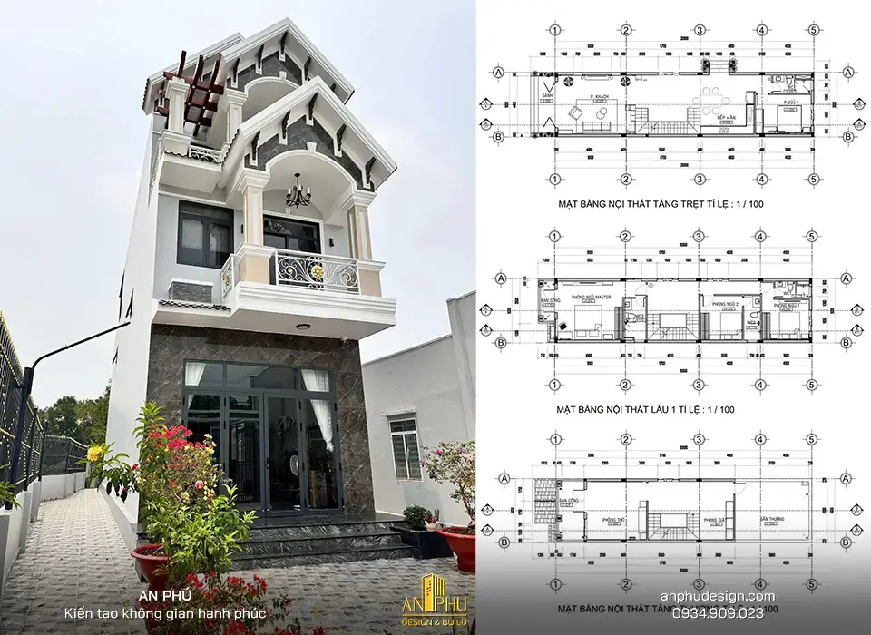 nhà phố 3 tầng hoàn thiện thô