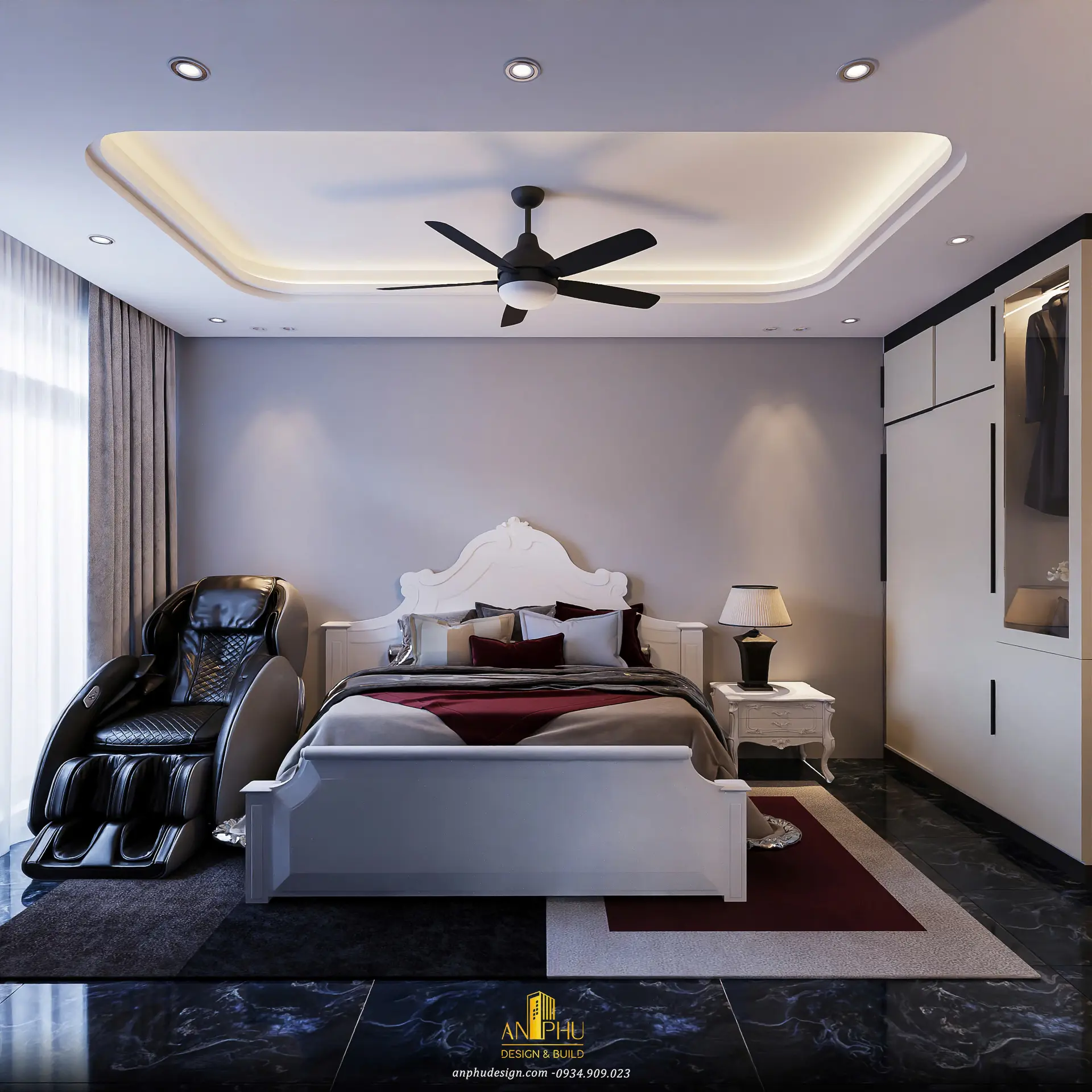 Phối cảnh 3D phòng ngủ Master