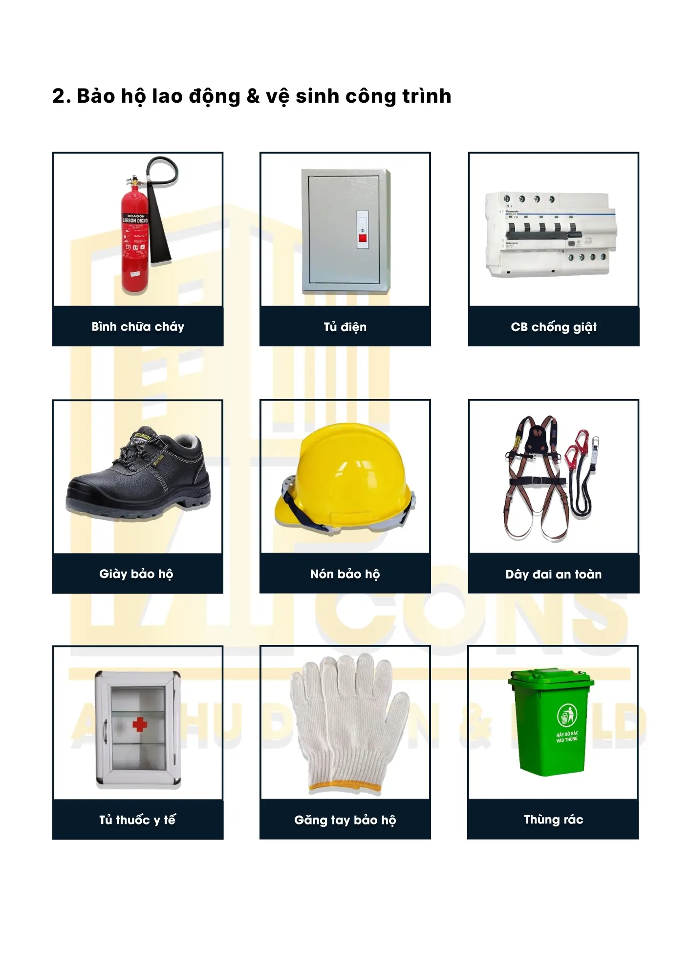 THIẾT BỊ THI CÔNG VÀ bảo hộ lao động, vệ sinh công trình 1