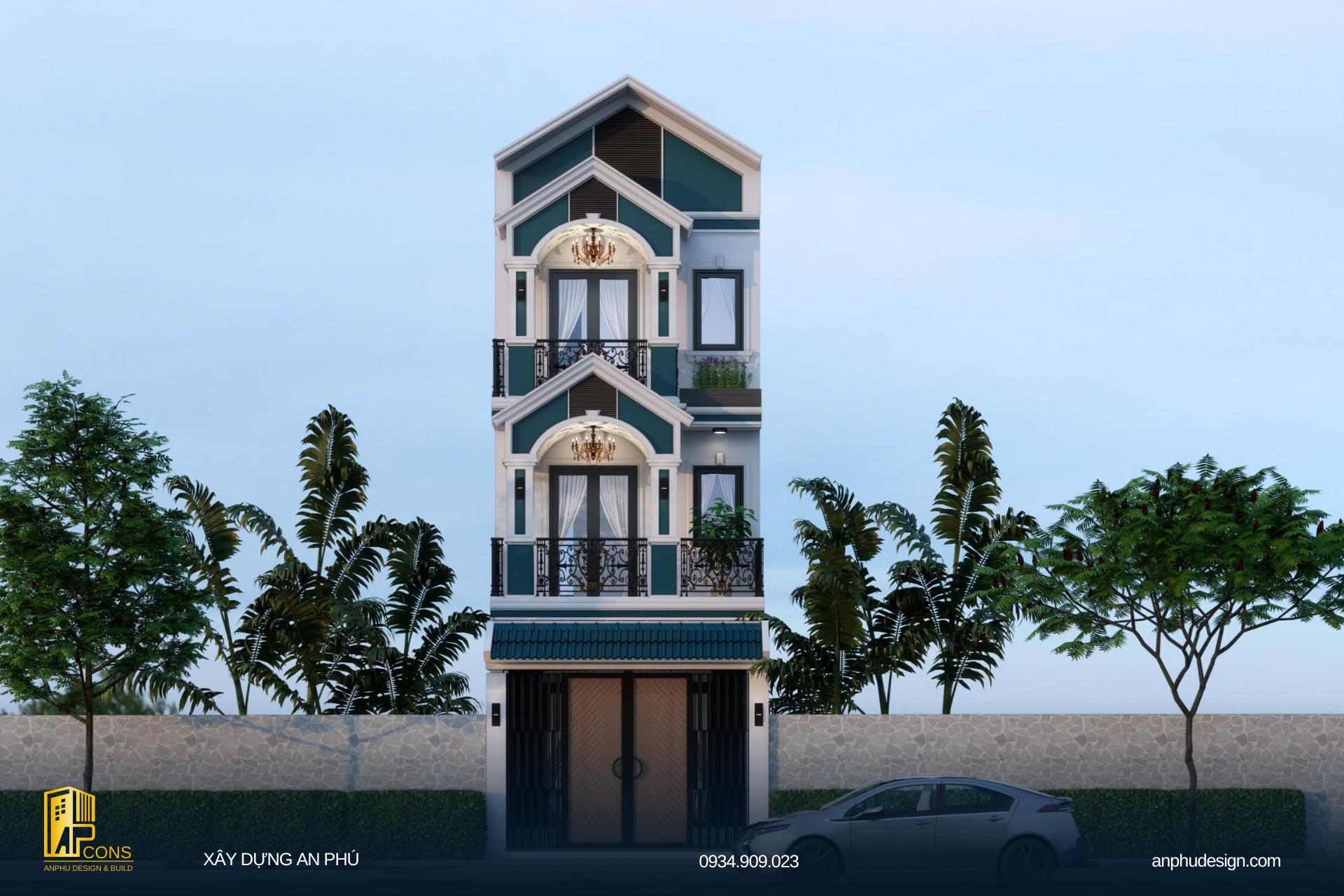 thiết kế nhà ống 3 tầng 1