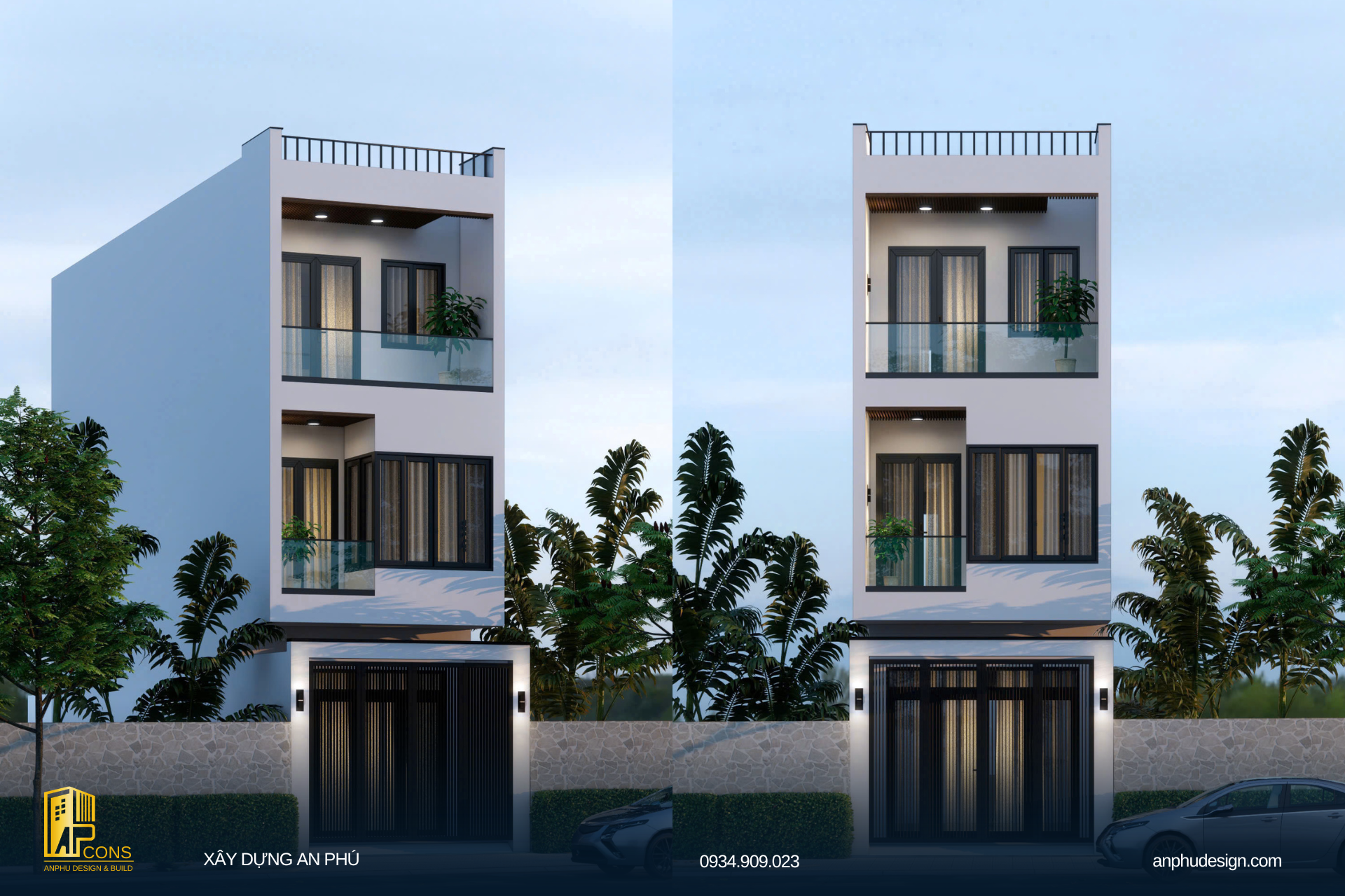 thiết kế nhà ống 3 tầng 2