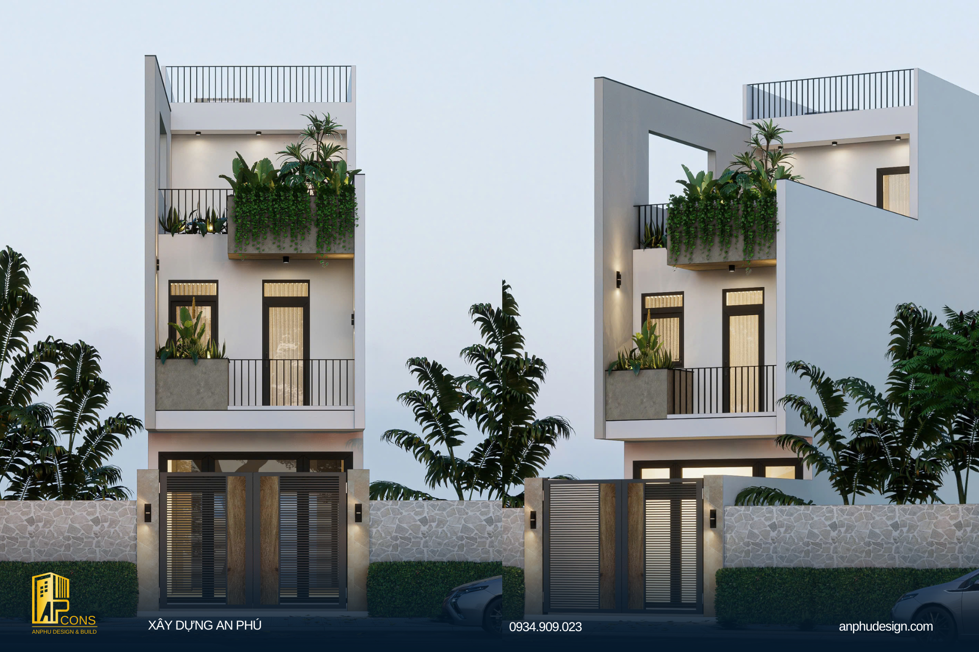 thiết kế nhà ống 3 tầng 3