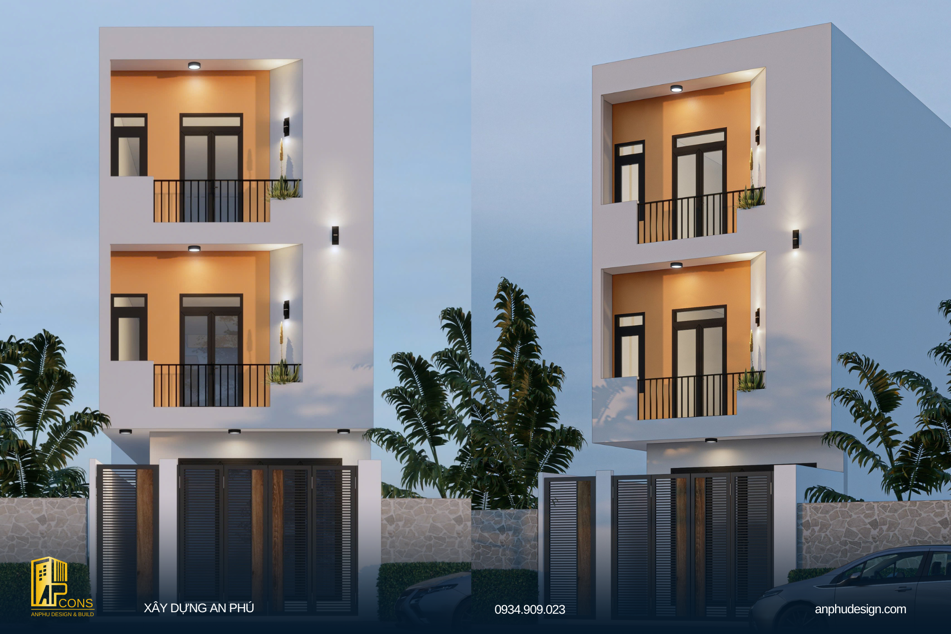 thiết kế nhà ống 3 tầng 4
