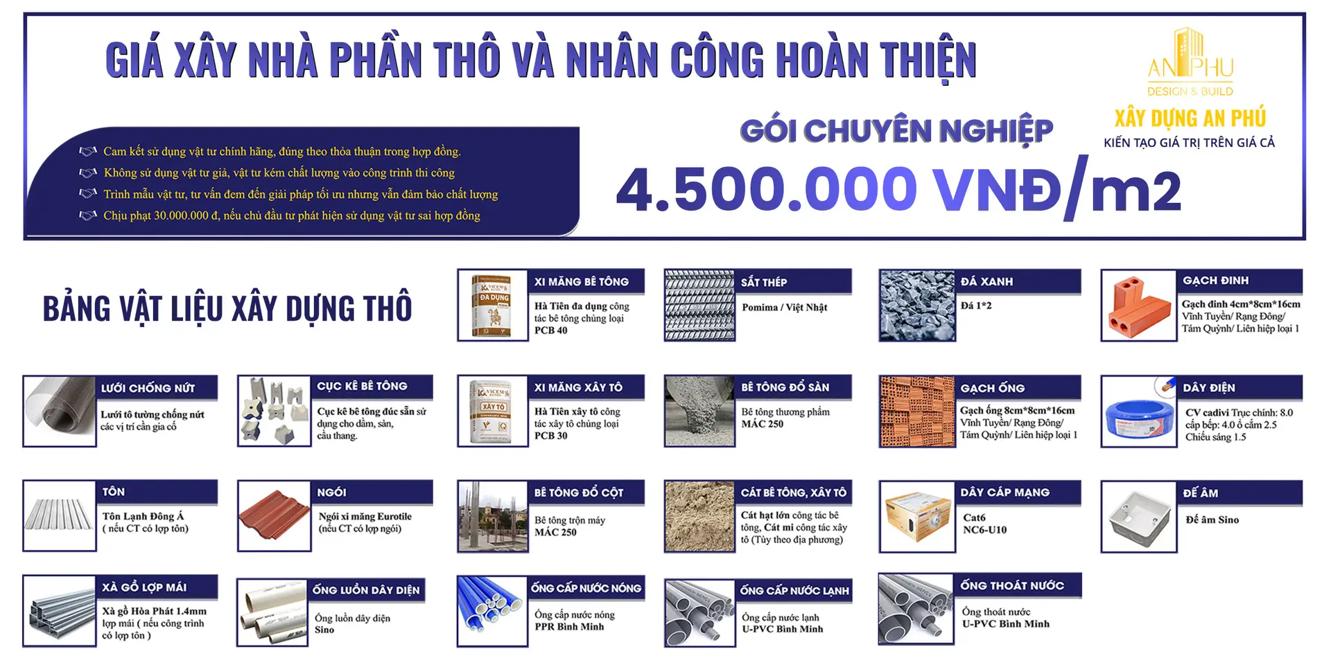 vật liệu gói tiêu chuẩn xây thô chuyên nghiệp